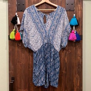 Free People Romper Blue and White